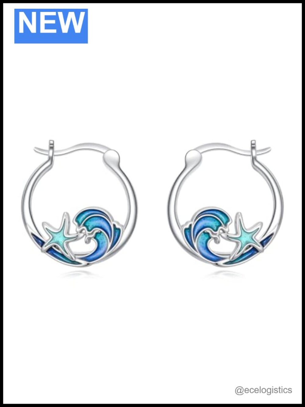 925 Sterling Silver Sea Waves Huggie Hoop Earrings Ocean Jewelry Gift